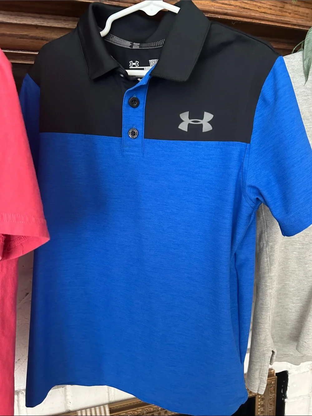 Under Armour Boys Royal Blue and Black, Gray Polo & Red Polo t-shirt